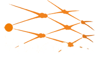 uma rede de proteção laranja, com o nome inove em branco, sobre redes de proteção, em branco